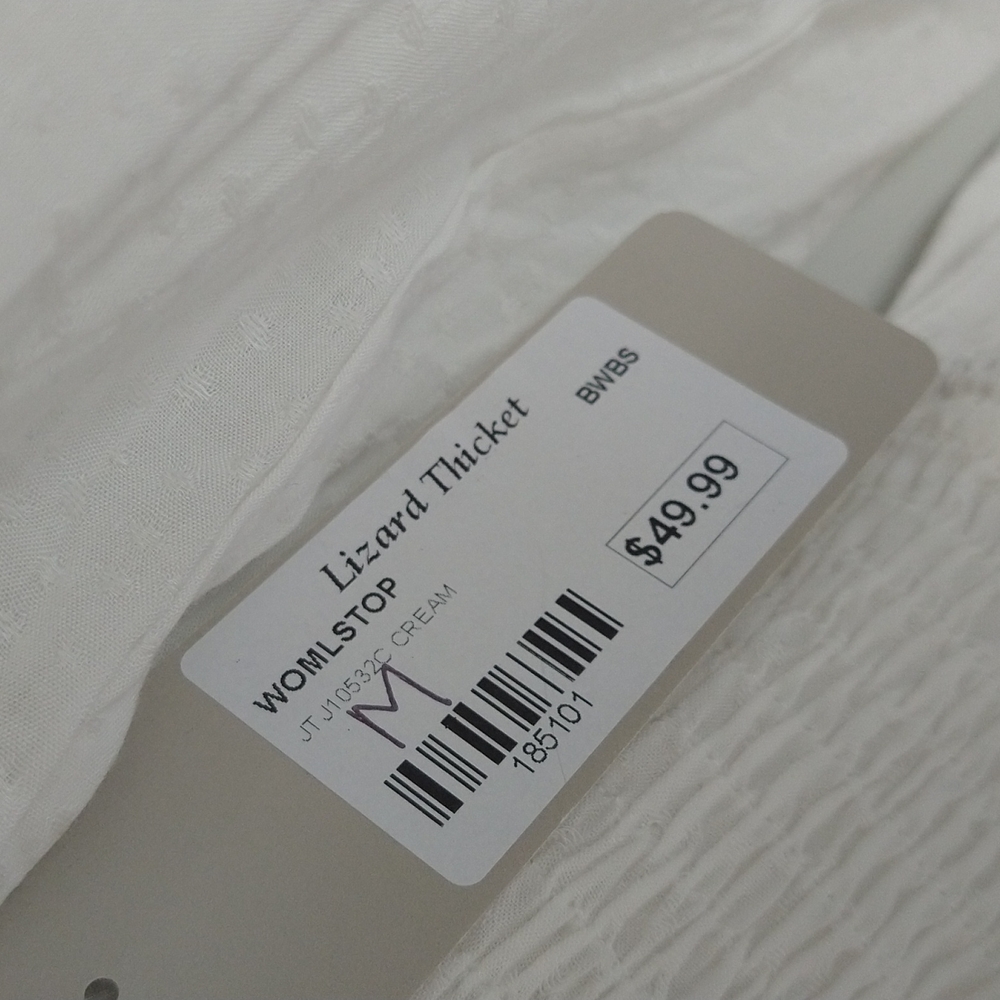 NWT Lizard Thicket Big Waterblue Sky Ivory Delicate Smocked Billow Sleeve Top - Picture 16 of 16